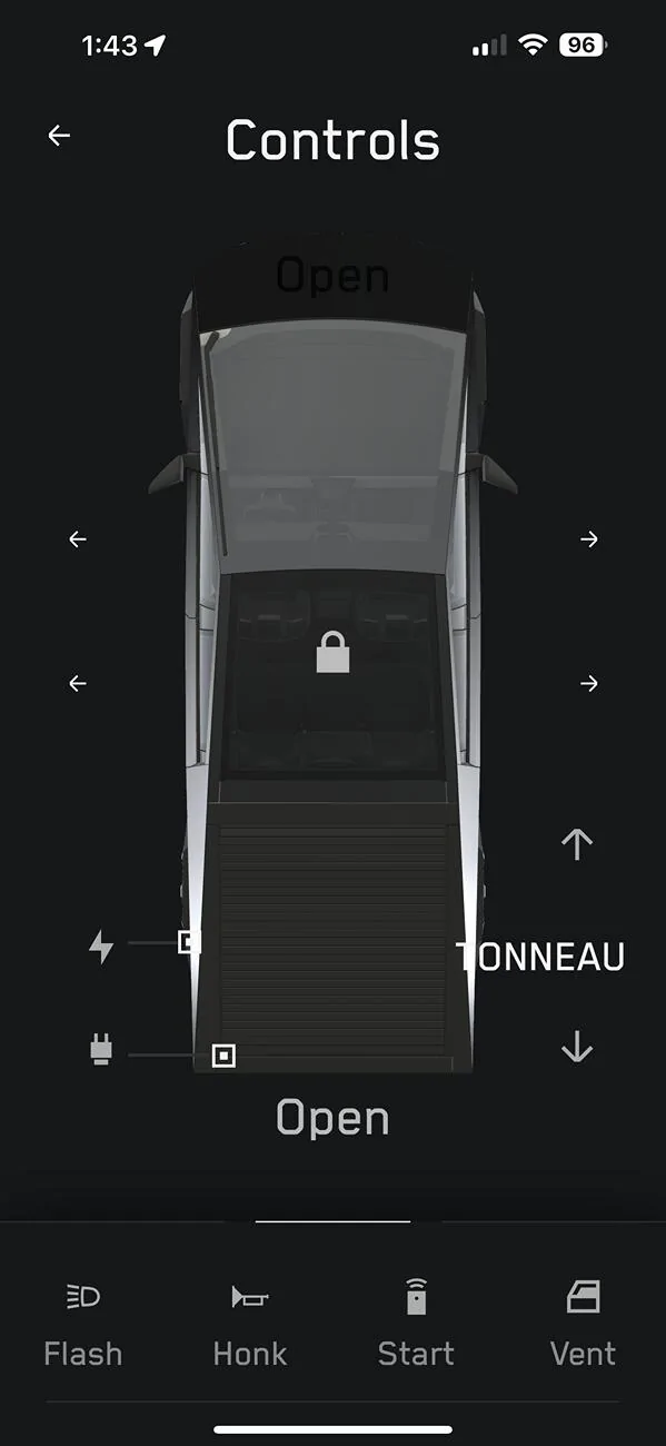 Tesla Cybertruck Open Doors Control now in Tesla app for Cybertruck with 2024.44.25.5 IMG_0652