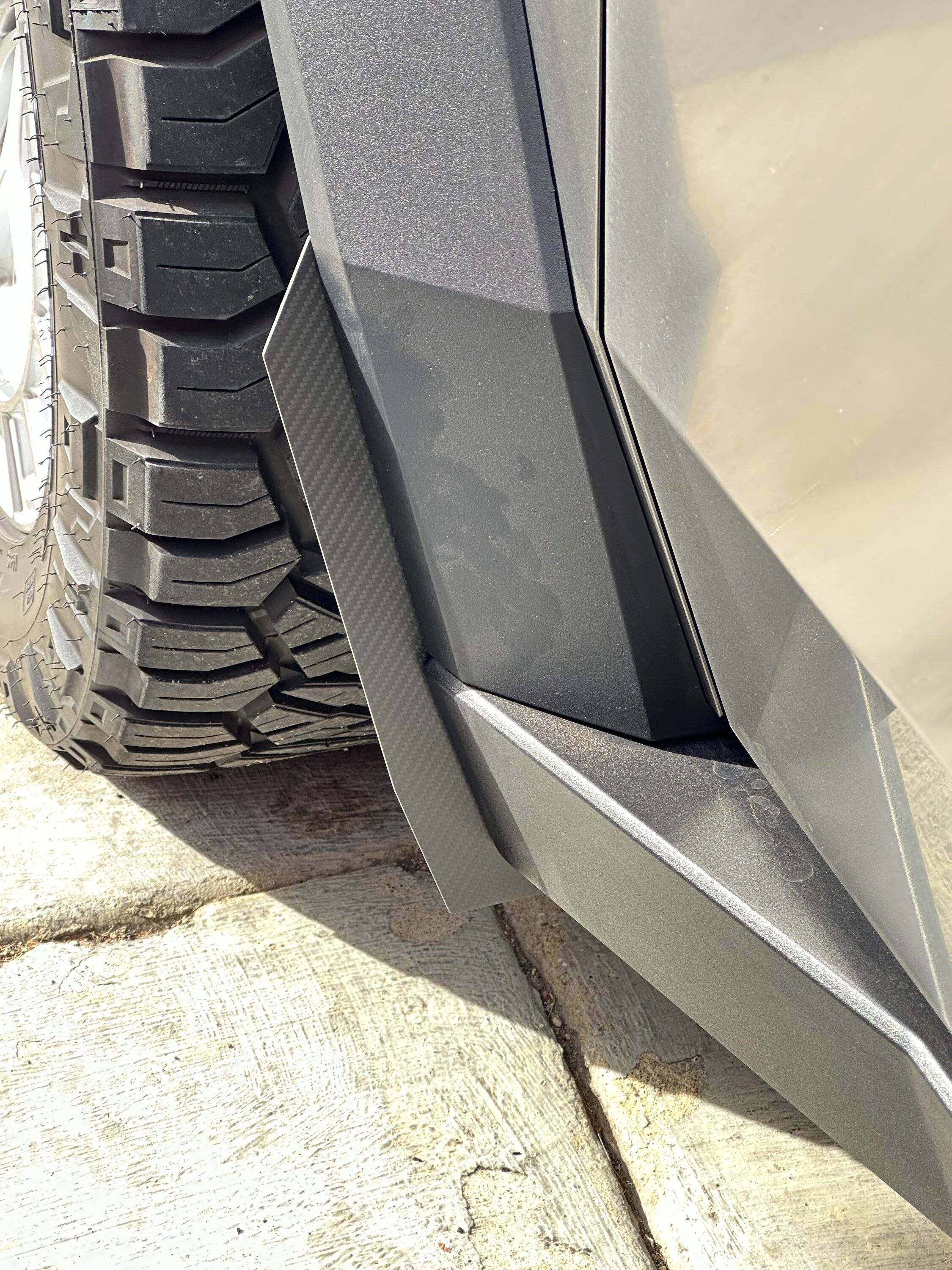 Tesla Cybertruck T-sport line Carbon Fiber mud flaps body pins IMG_1791