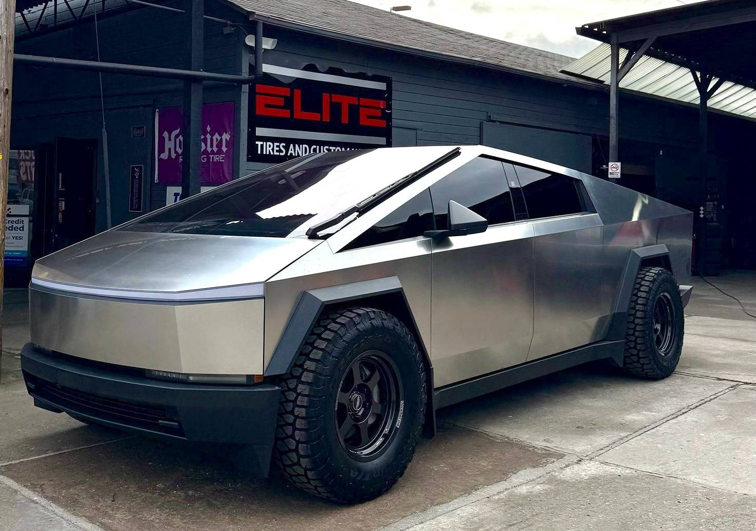 Tesla Cybertruck Volk Racing Forged TE37XT 18x9" +0 wheels w/ BFG HD Terrain T/A tires on Cybertruck IMG_1248