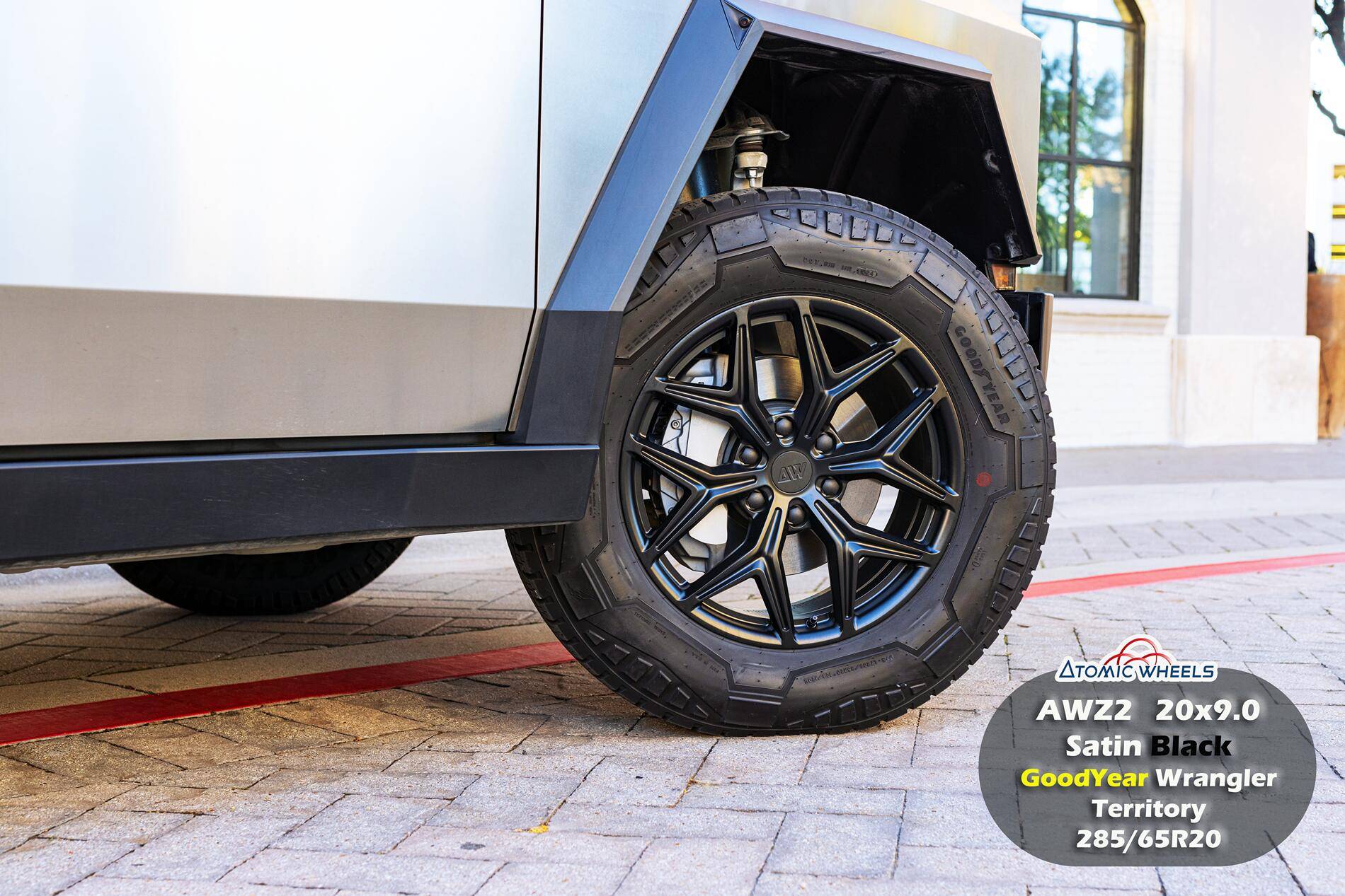 Tesla Cybertruck Fully Forged Atomic Wheels for Tesla Cybetruck AWZ220_CT_SatinBlack_Stamp_Site3