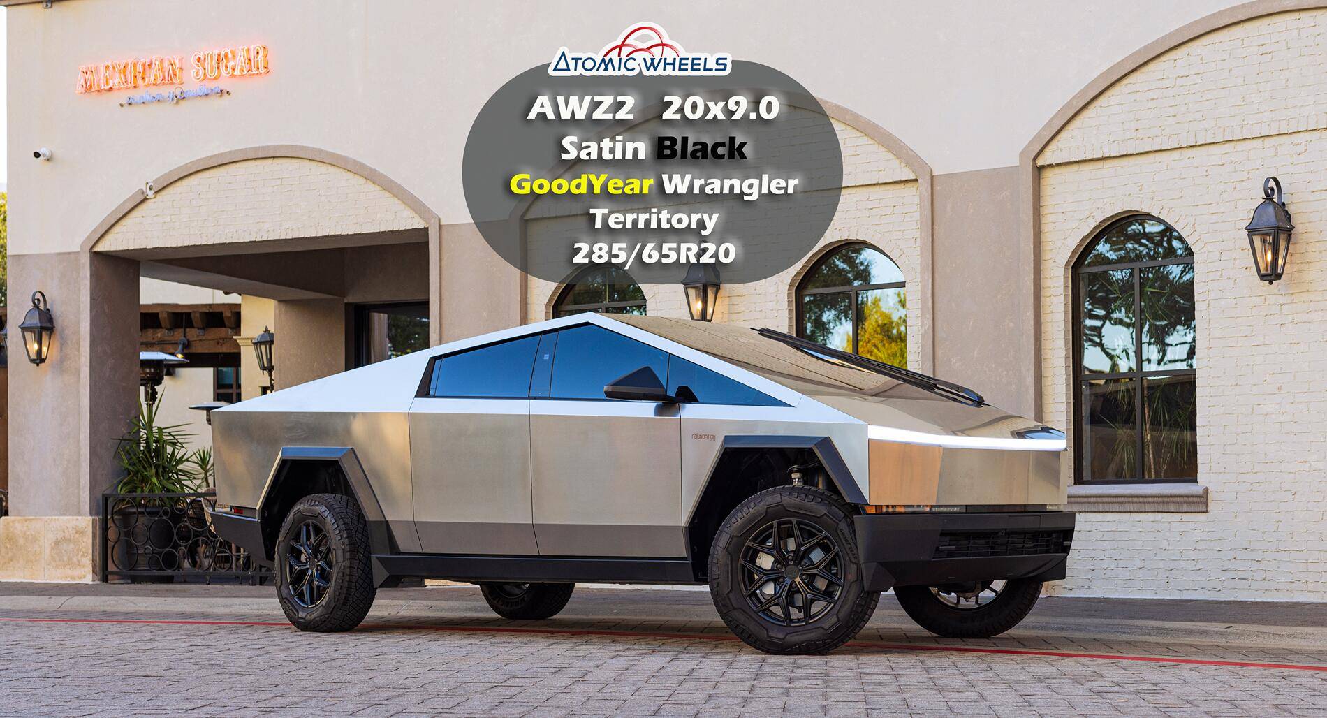 Tesla Cybertruck Fully Forged Atomic Wheels for Tesla Cybetruck AWZ220_CT_SatinBlack_Stamp_Site1