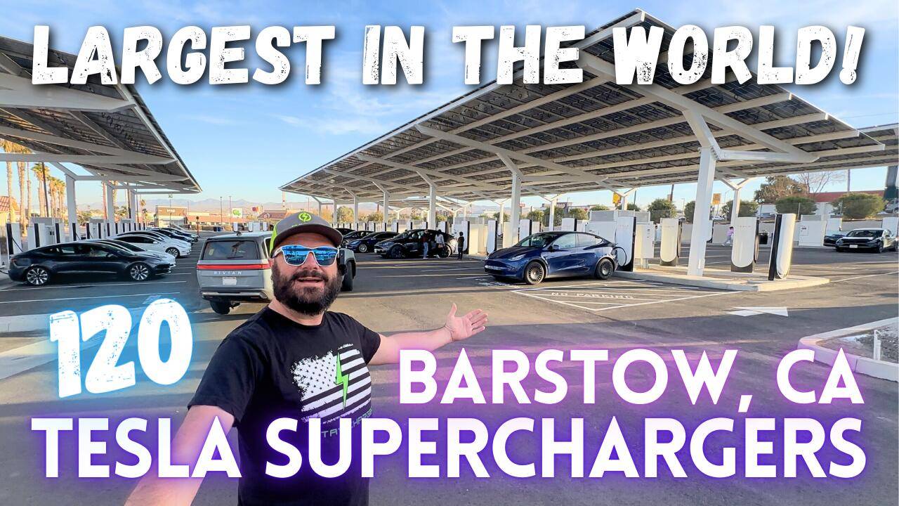 Tesla Cybertruck World's LARGEST Tesla Supercharger! 120 V4 Stalls - Barstow, CA Barstow 120 Tesla Supercharger