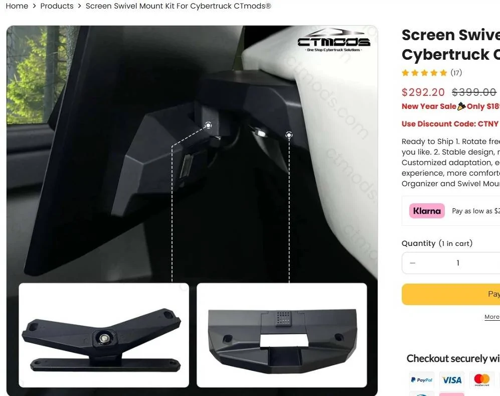 Tesla Cybertruck 🚨RPM TESLA New Product Alert🚨 - Cybertruck Dual Axis Swiveling Display Mount Kit vUMcKel
