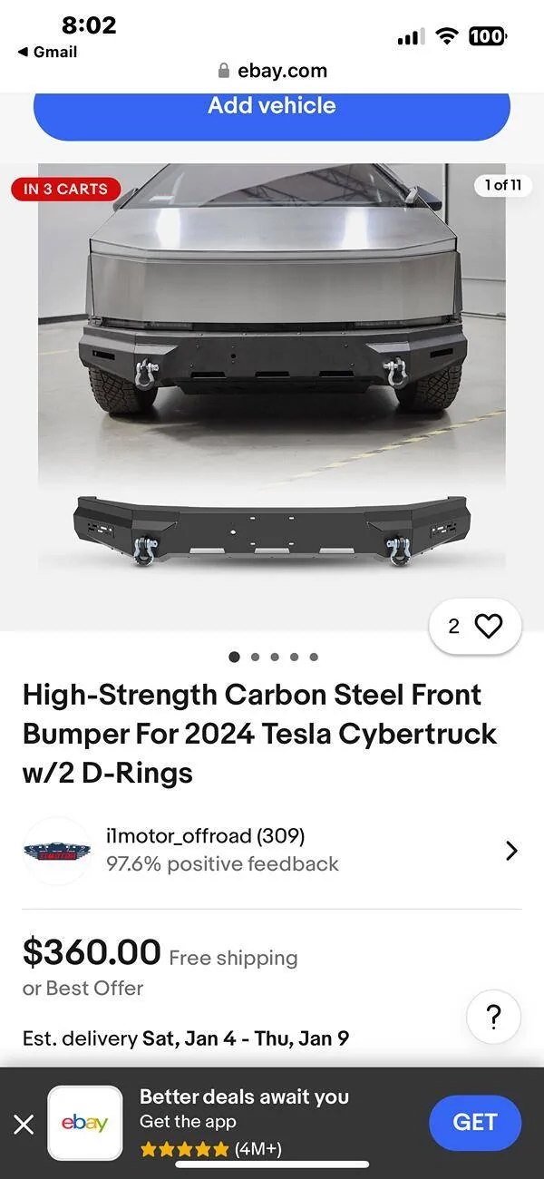 Tesla Cybertruck Lower Cost Bumper Option - Via Amazon IMG_0534