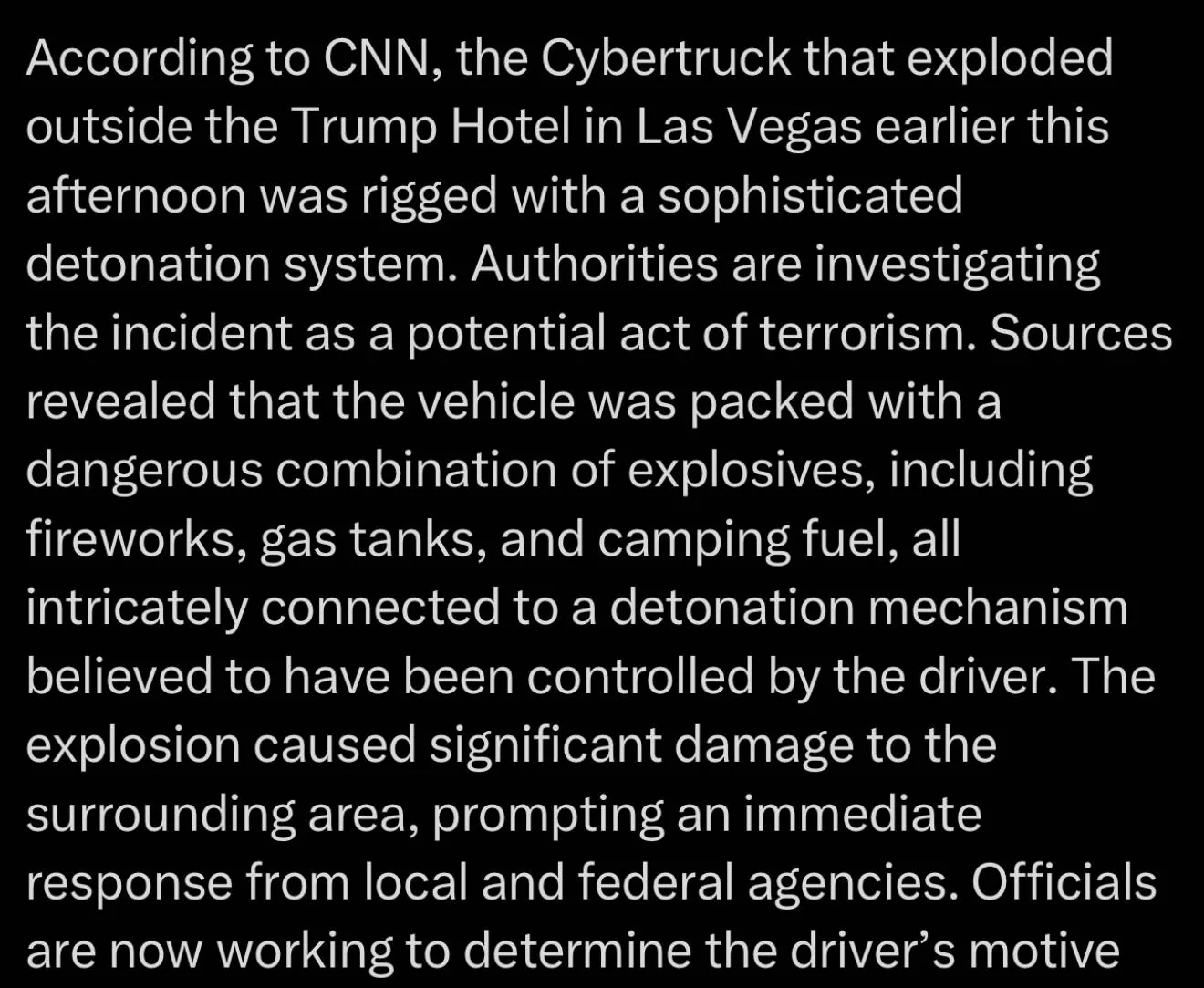 Tesla Cybertruck Cybertruck explosion in Las Vegas; terrorism investigation underway [ADMIN WARNING: NO POLITICS] IMG_1654