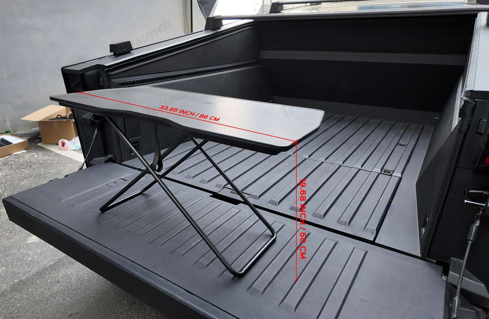 Tesla Cybertruck Maximize Your Cybertruck’s Utility: Storage Box + Camping Table Combo by Teslaunch! 🚚🏕️ 001