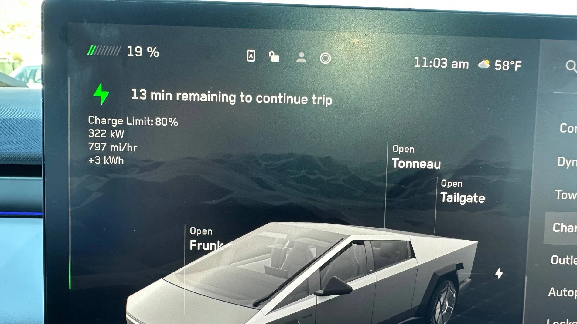 Tesla Cybertruck Cybertruck can now charge up to 325kW on select V4 Superchargers! IMG_8261