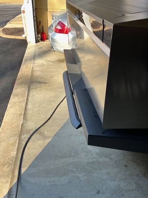 Tesla Cybertruck Black Horse 48" rear bumper step installed IMG_9979.JPG