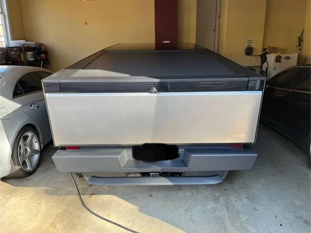 Tesla Cybertruck Black Horse 48" rear bumper step installed IMG_9980