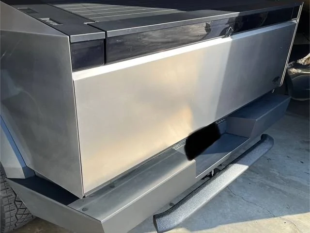 Tesla Cybertruck Black Horse 48" rear bumper step installed IMG_9981