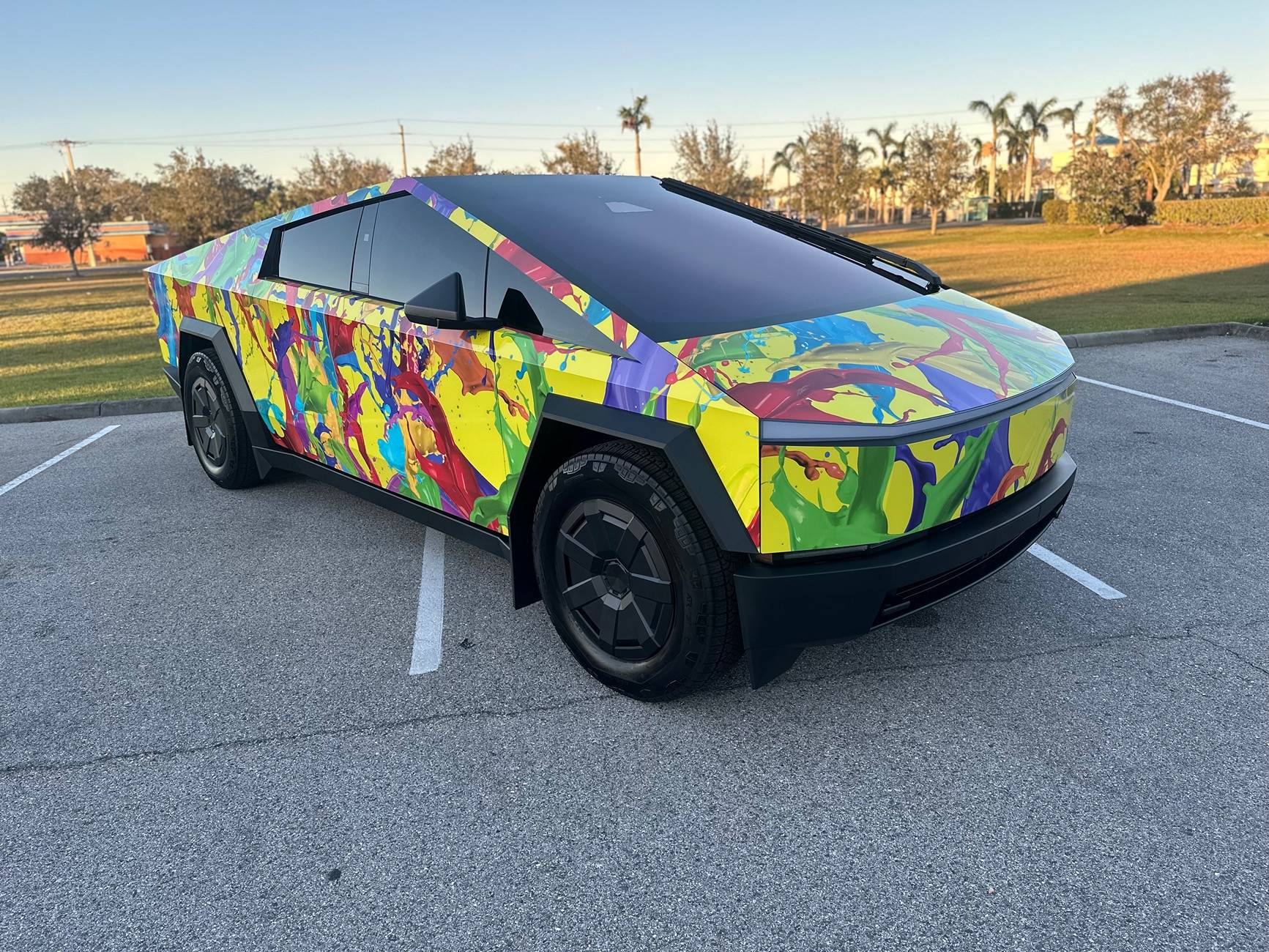 Tesla Cybertruck Paint Splatter Wrapped Cybertruck IMG_6327