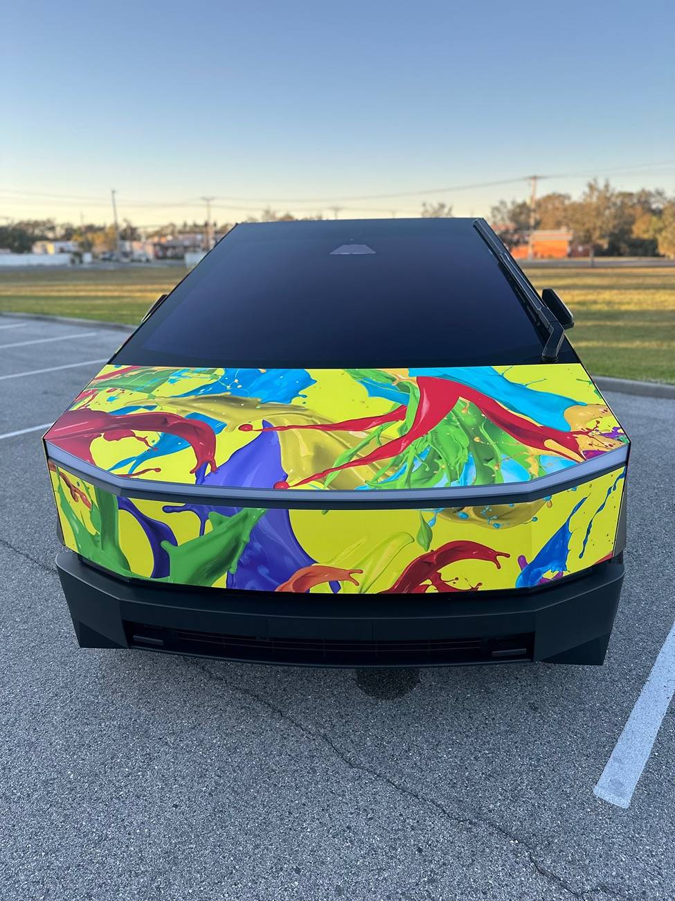 Tesla Cybertruck Paint Splatter Wrapped Cybertruck IMG_6330