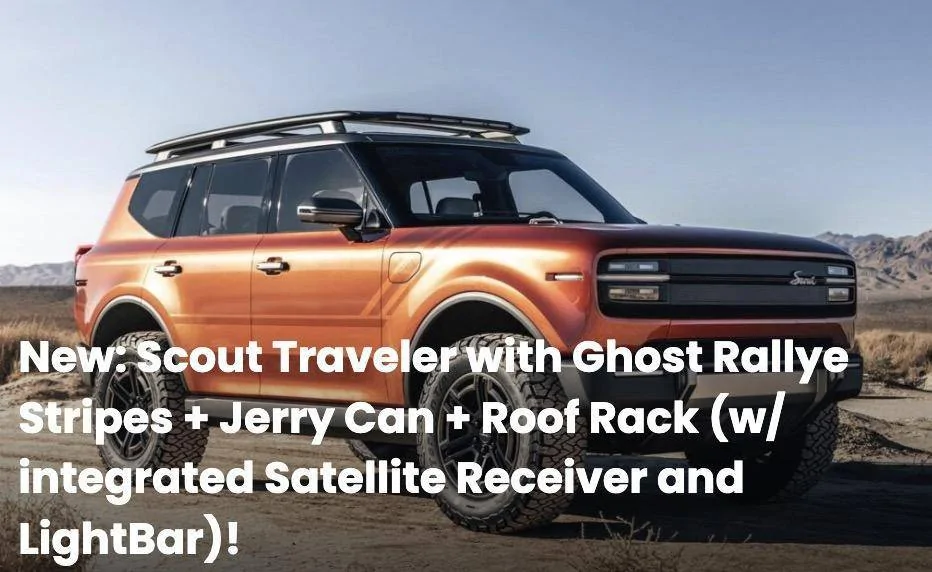 Tesla Cybertruck Official: Scout EV Pickup & SUV debut w/ Gas Range Extender, 4x4, BOF, Lockers, Sway Bar Disconnect -- All Specs, Wallpapers, Videos v-ghost-rallye-stripes-jerry-can-roof-rack-jpg-jpg