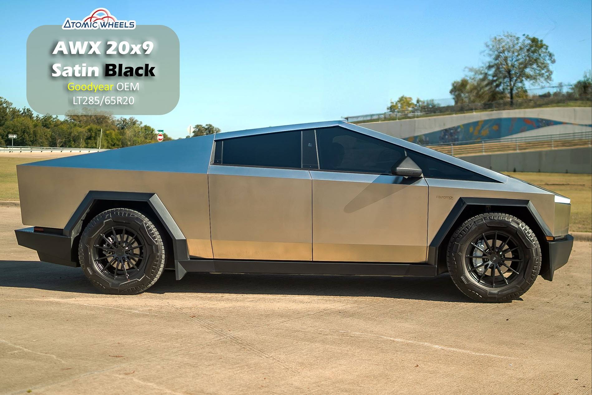 Tesla Cybertruck AWX Atomic Wheels on Cybertruck AWX20 Satin Balck Cybertruck_stamp_site5