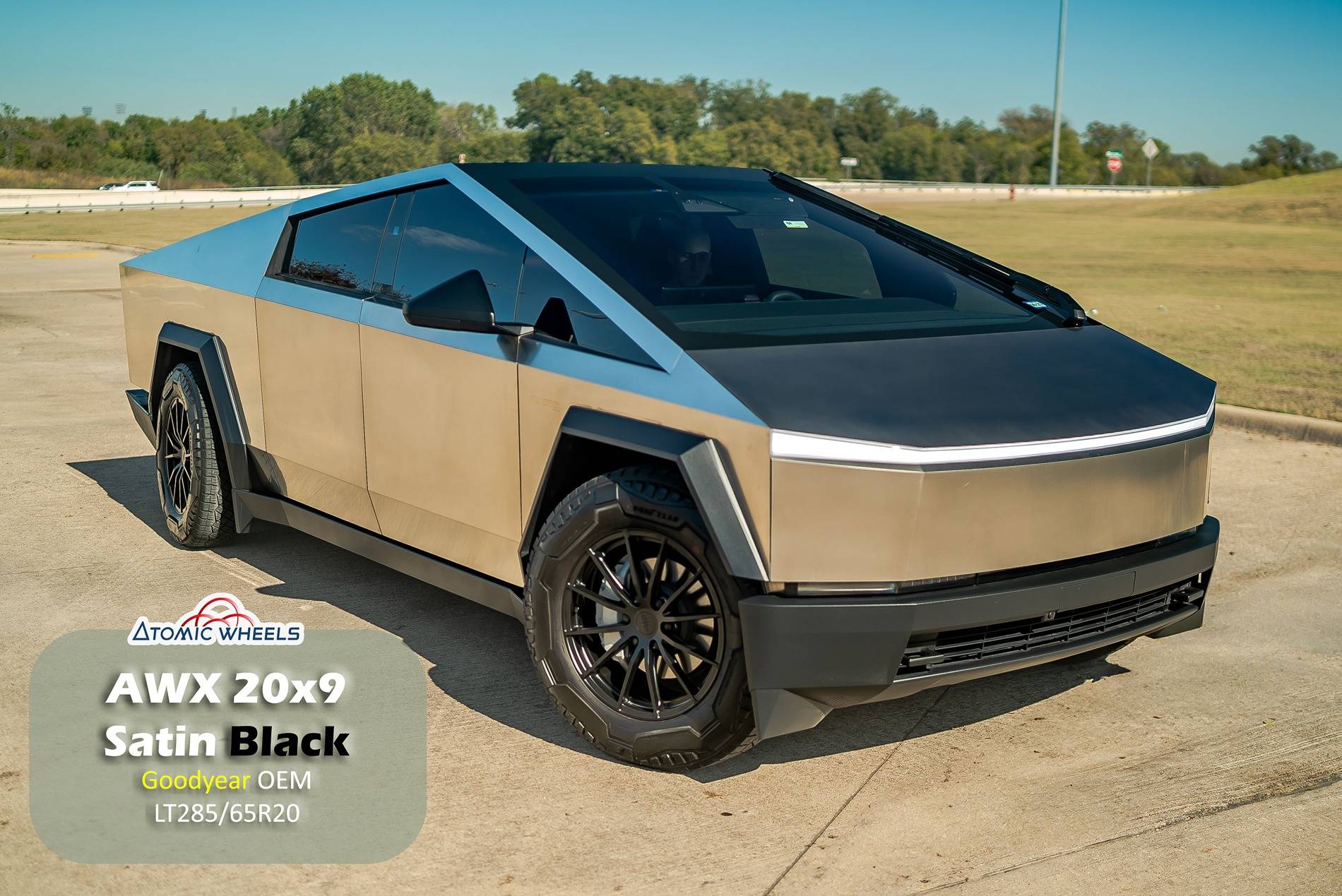 Tesla Cybertruck AWX Atomic Wheels on Cybertruck AWX20 Satin Balck Cybertruck_stamp_site4