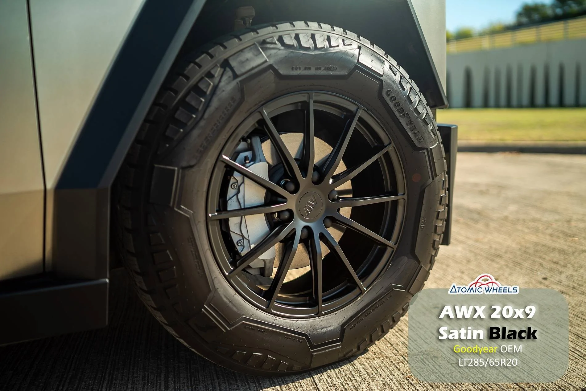 Tesla Cybertruck AWX Atomic Wheels on Cybertruck AWX20 Satin Balck Cybertruck_stamp_site1