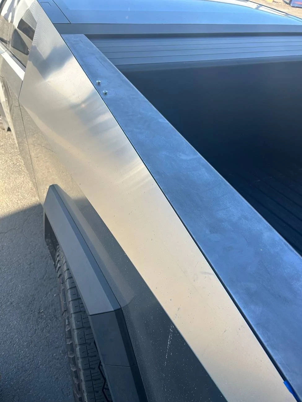 Tesla Cybertruck Stainless tailgate cap and sail panels IMG_5107