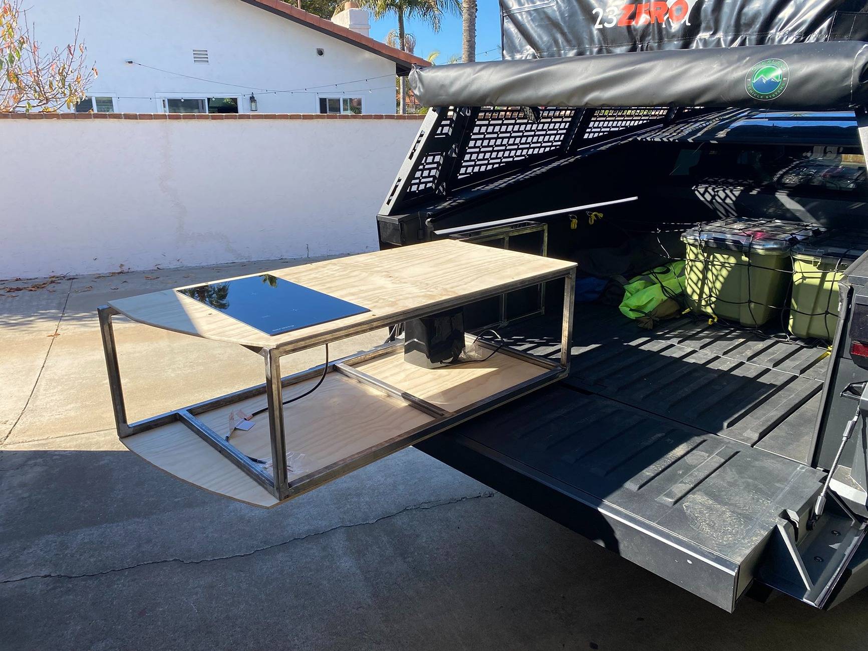 Tesla Cybertruck Ultimate Glamping Machine: Custom Slide-Out Kitchen with Urander Rack & 4-Person Tent! 10