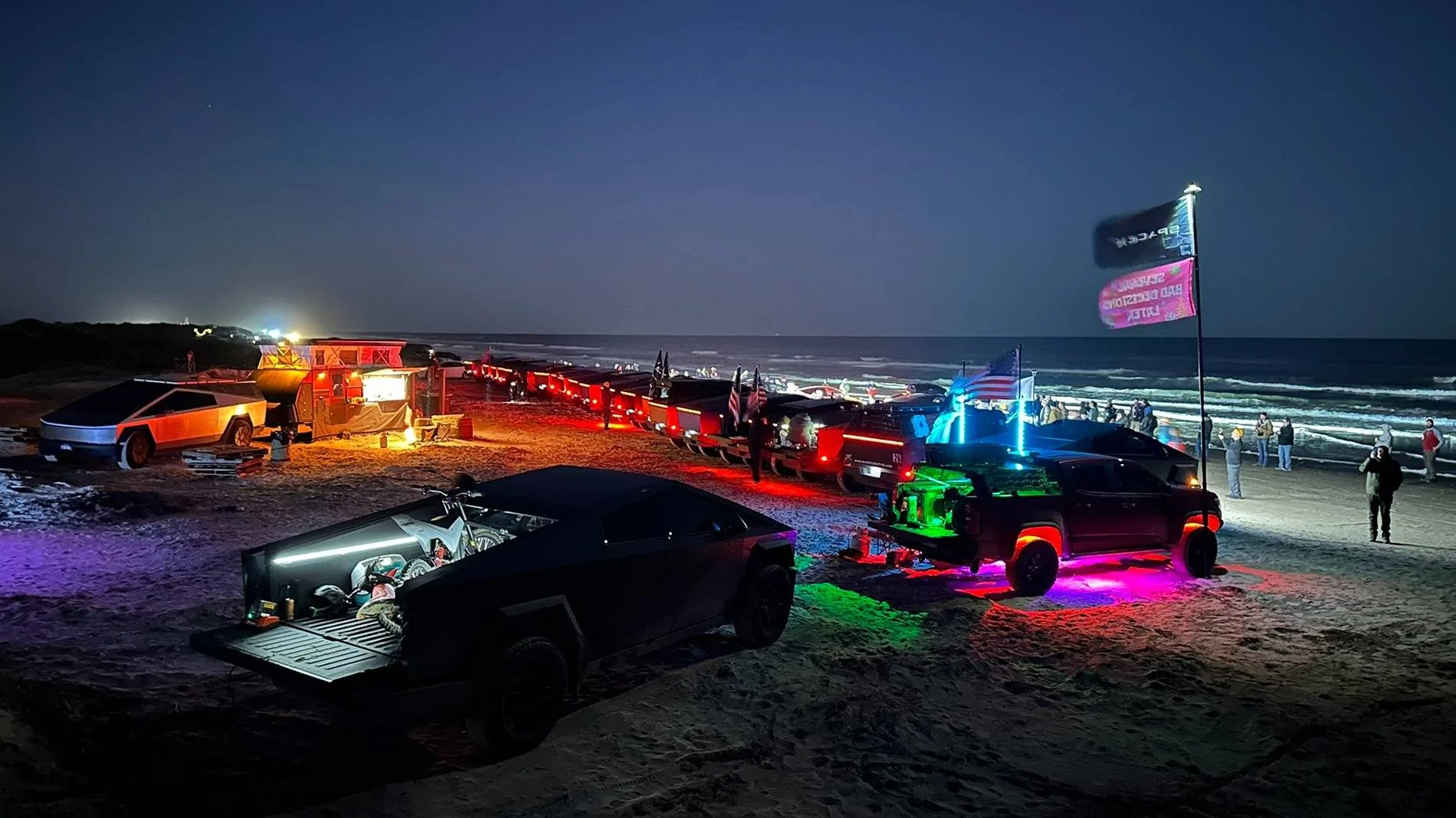 Tesla Cybertruck Starbase Cyber Beach Light Show & After Event 3
