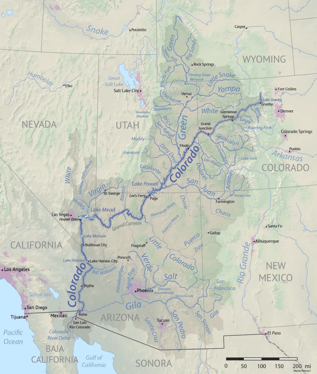 Tesla Cybertruck Drought-US Government Rations Colorado River Water For First Time In History 1018px-Colorado_River_basin_ma