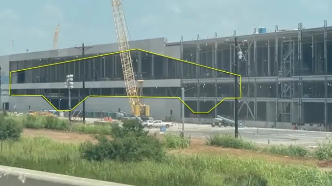 Tesla Cybertruck Giant Cybertruck silhouette starting to appear on GigaTexas factory facade Cybertruck-Giga-Texas-678x381