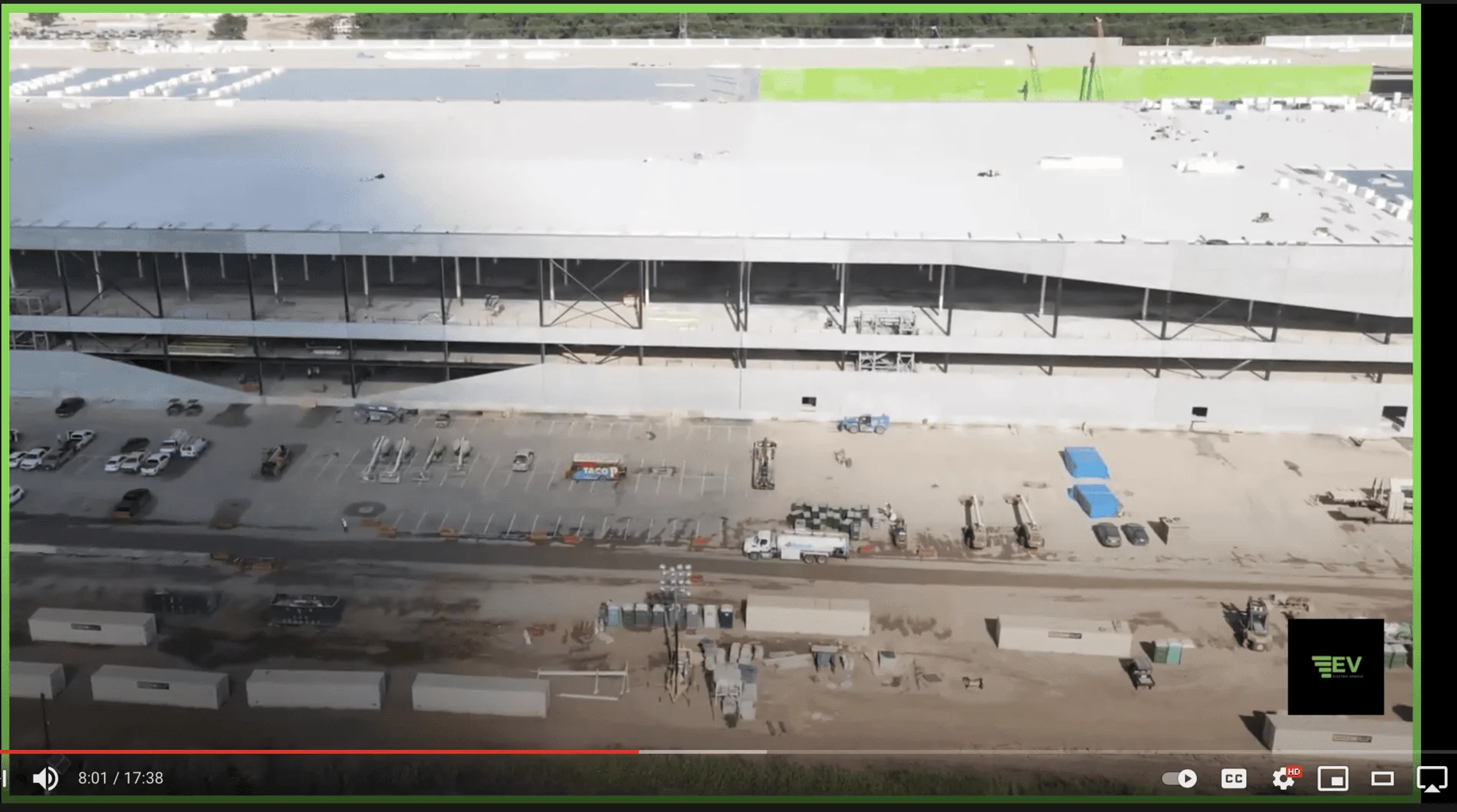 Tesla Cybertruck Giant Cybertruck silhouette starting to appear on GigaTexas factory facade Screen Shot 2021-08-26 at 4.19.20 PM
