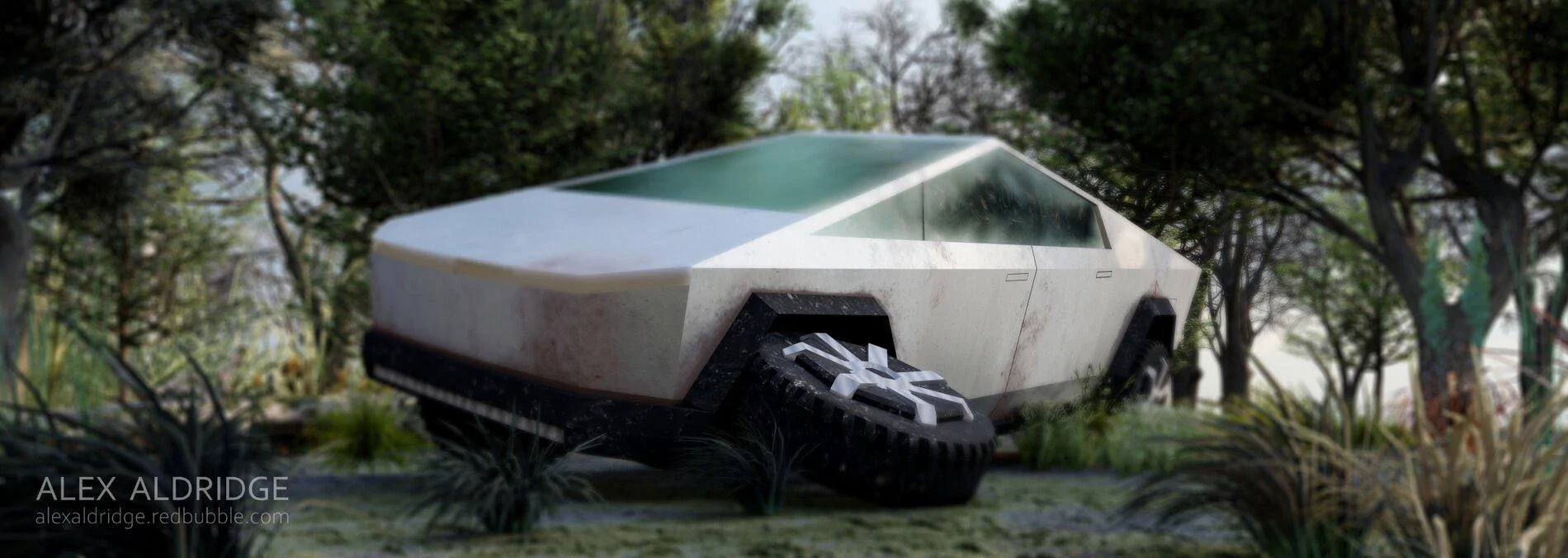 Tesla Cybertruck Abandoned Tesla Cybertruck rendered F!1 bann
