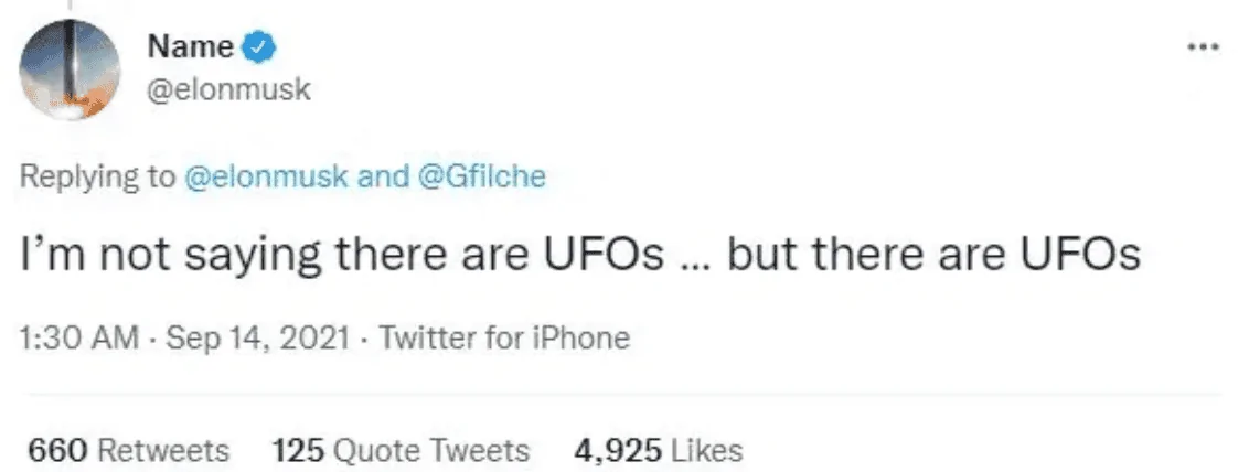 Tesla Cybertruck Elon Musk says ‘there are UFOs’ sparking Twitter frenzy as Congress to set up unit to probe mystery craft Screen Shot 2021-09-15 at 7.50.50 AM