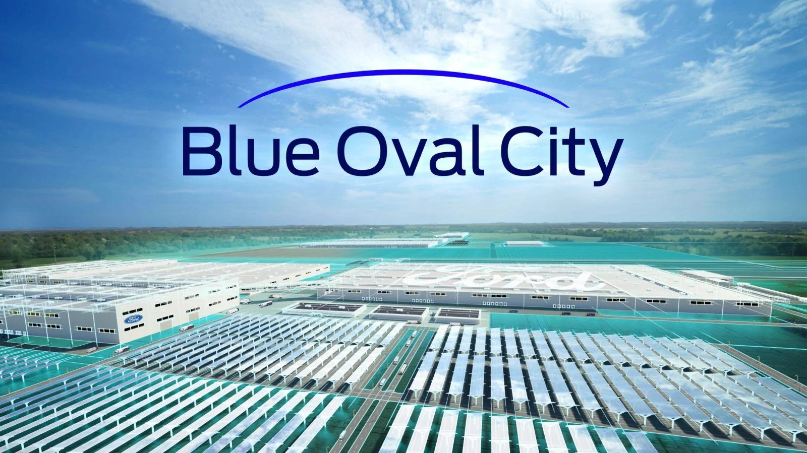 Tesla Cybertruck Ford announces giant new electric pickup truck factory plus three new battery gigafactories Blue-Oval-City_01