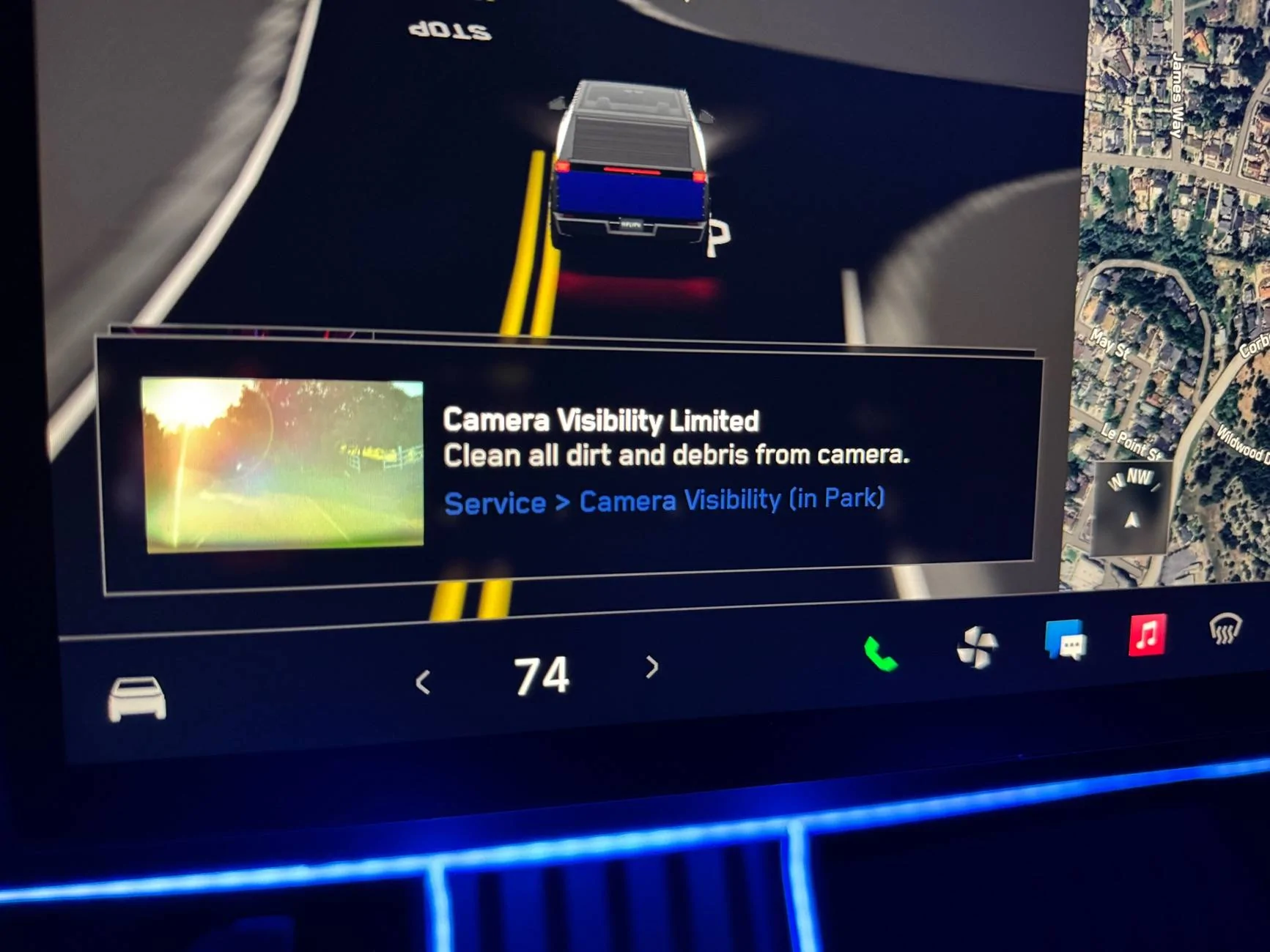 Tesla Cybertruck Camera Visibilty Limited Message. IMG_0033