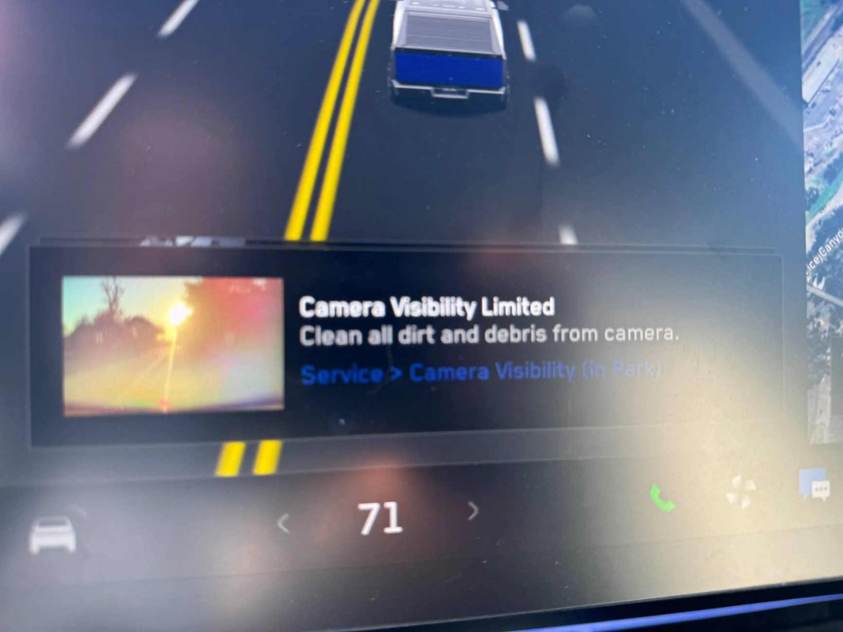 Tesla Cybertruck Camera Visibilty Limited Message. IMG_0028