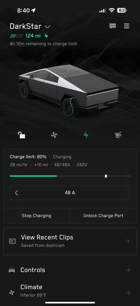 Tesla Cybertruck Charging stops within a few minutes with wall connector IMG_2475