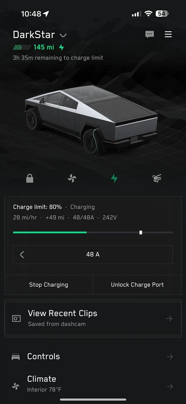 Tesla Cybertruck Charging stops within a few minutes with wall connector IMG_2513