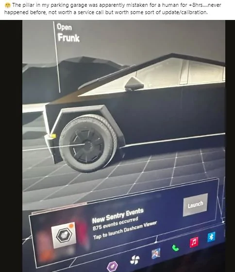 Tesla Cybertruck Sentry mode: gets smarter with time pillar