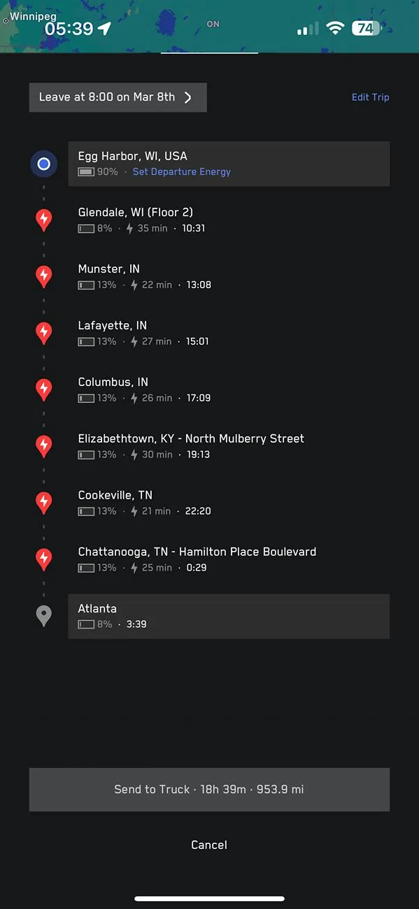 Tesla Cybertruck Trip planner - multi day trips IMG_0980