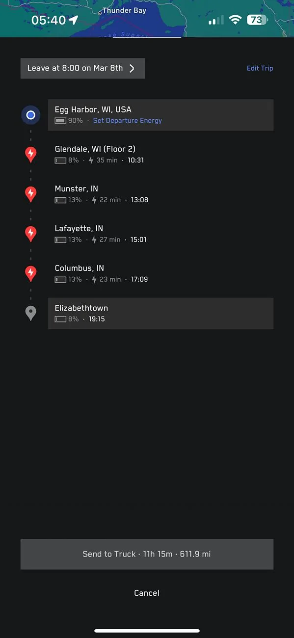 Tesla Cybertruck Trip planner - multi day trips IMG_0982