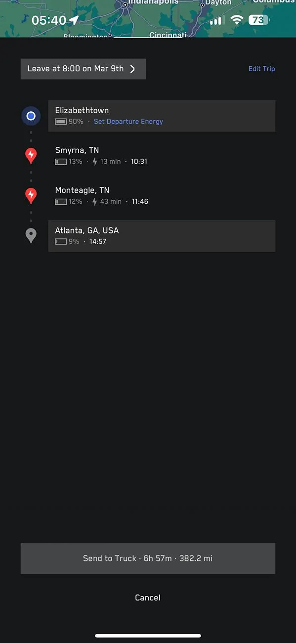 Tesla Cybertruck Trip planner - multi day trips IMG_0984