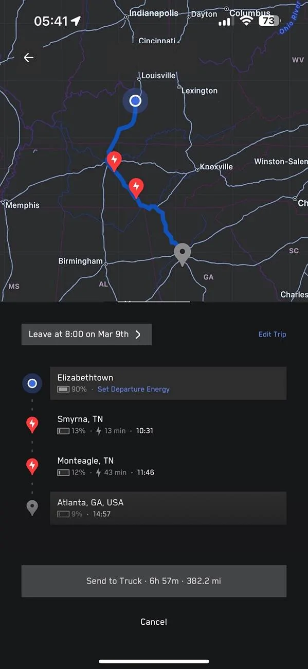 Tesla Cybertruck Trip planner - multi day trips IMG_0985