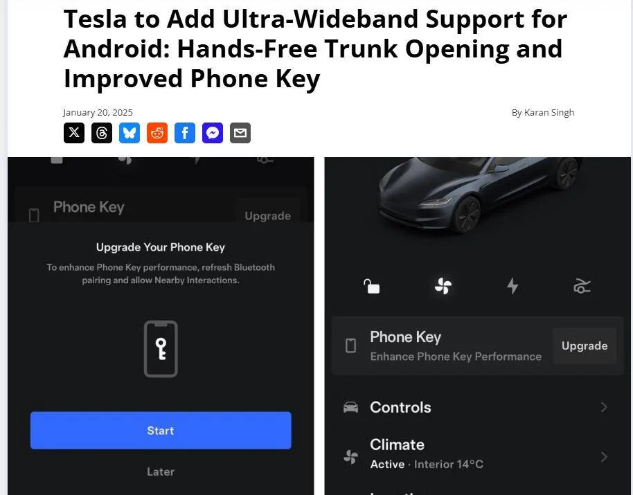 Tesla Cybertruck Android Tesla App Users to get some love soon - Ultra-Wideband Support for Android: Hands-Free Trunk Opening and Improved Phone Key 1737659509583-1g