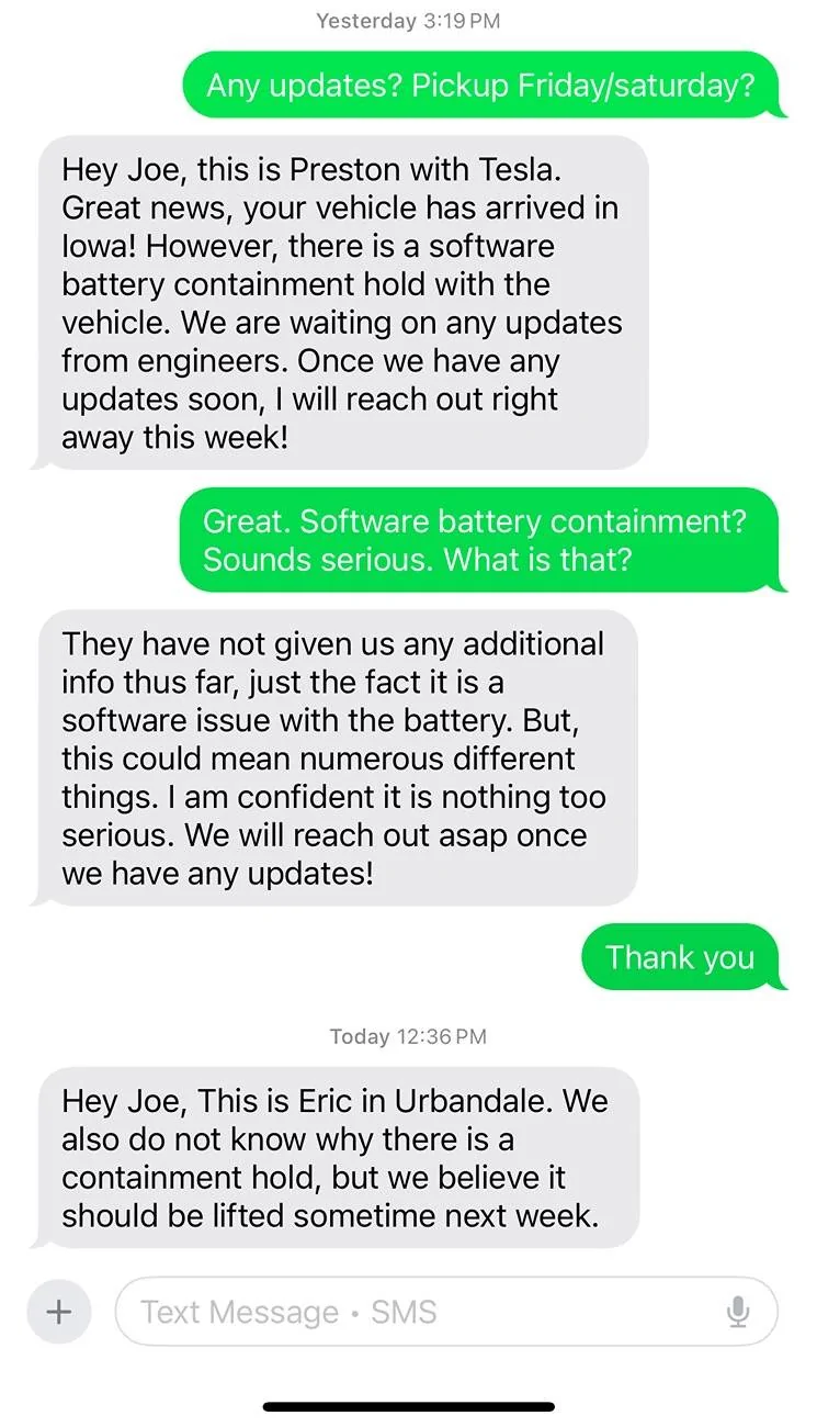 Tesla Cybertruck Cybertruck in containment delivery hold since Friday, urgent!! IMG_8646