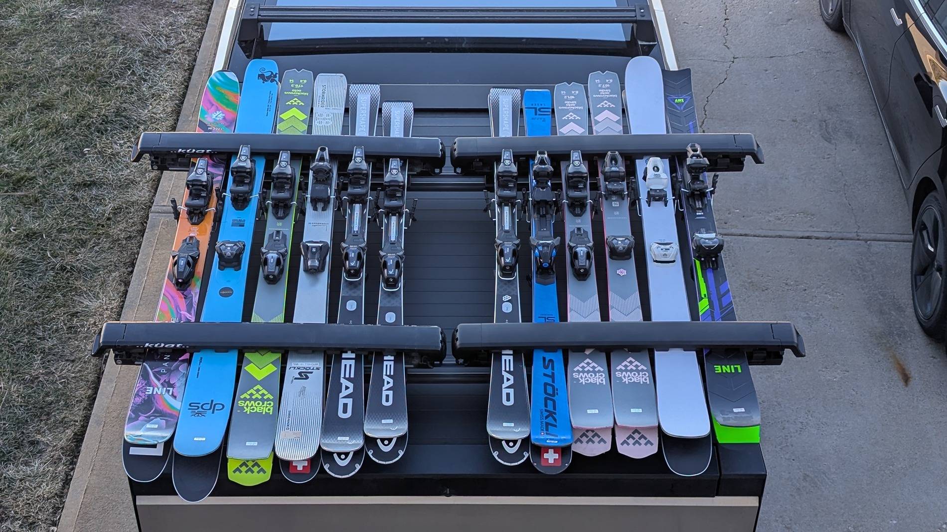 Tesla Cybertruck Vault set up for skis PXL_20241230_191500183