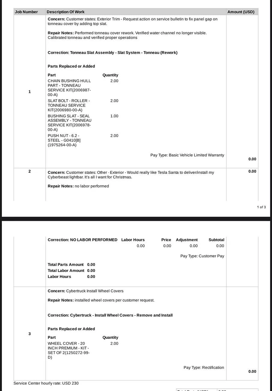 Tesla Cybertruck Tonneau cover gap issue fixed by Service Center under warranty IMG_7867