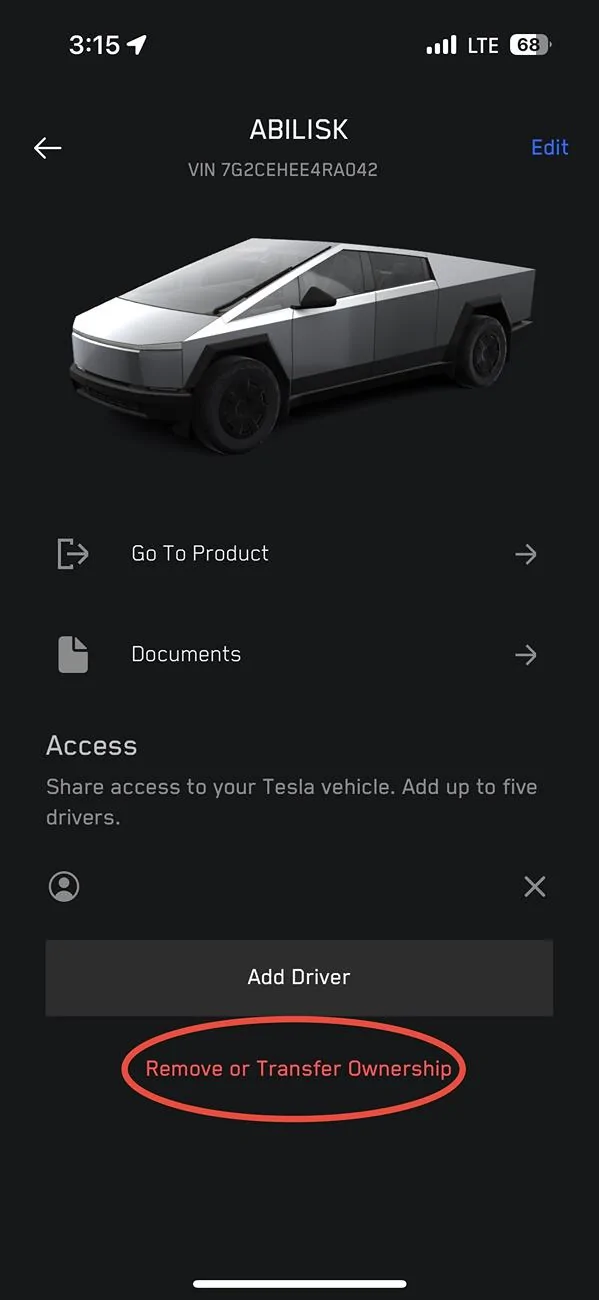 Tesla Cybertruck How to transfer my Cybertruck to new owner? IMG_8293