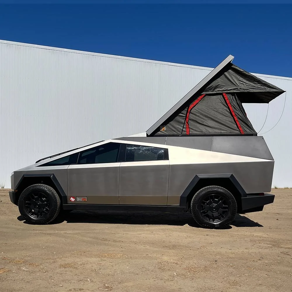 Tesla Cybertruck CYBERTRUCKco World’s First Production-Intent roofrack w/ custom rooftop tent tesla cybertruck cybercamper from cybertruckco-12