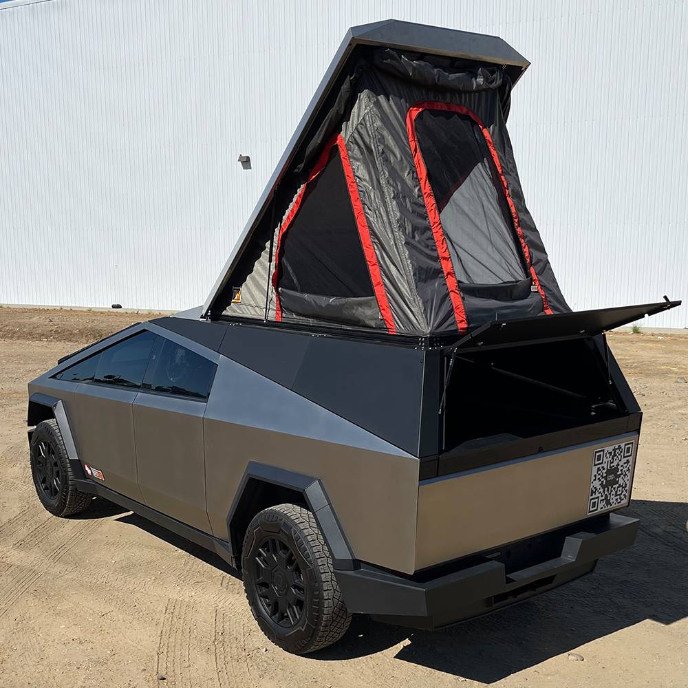 Tesla Cybertruck CYBERTRUCKco World’s First Production-Intent roofrack w/ custom rooftop tent tesla cybertruck cybercamper from cybertruckco-18