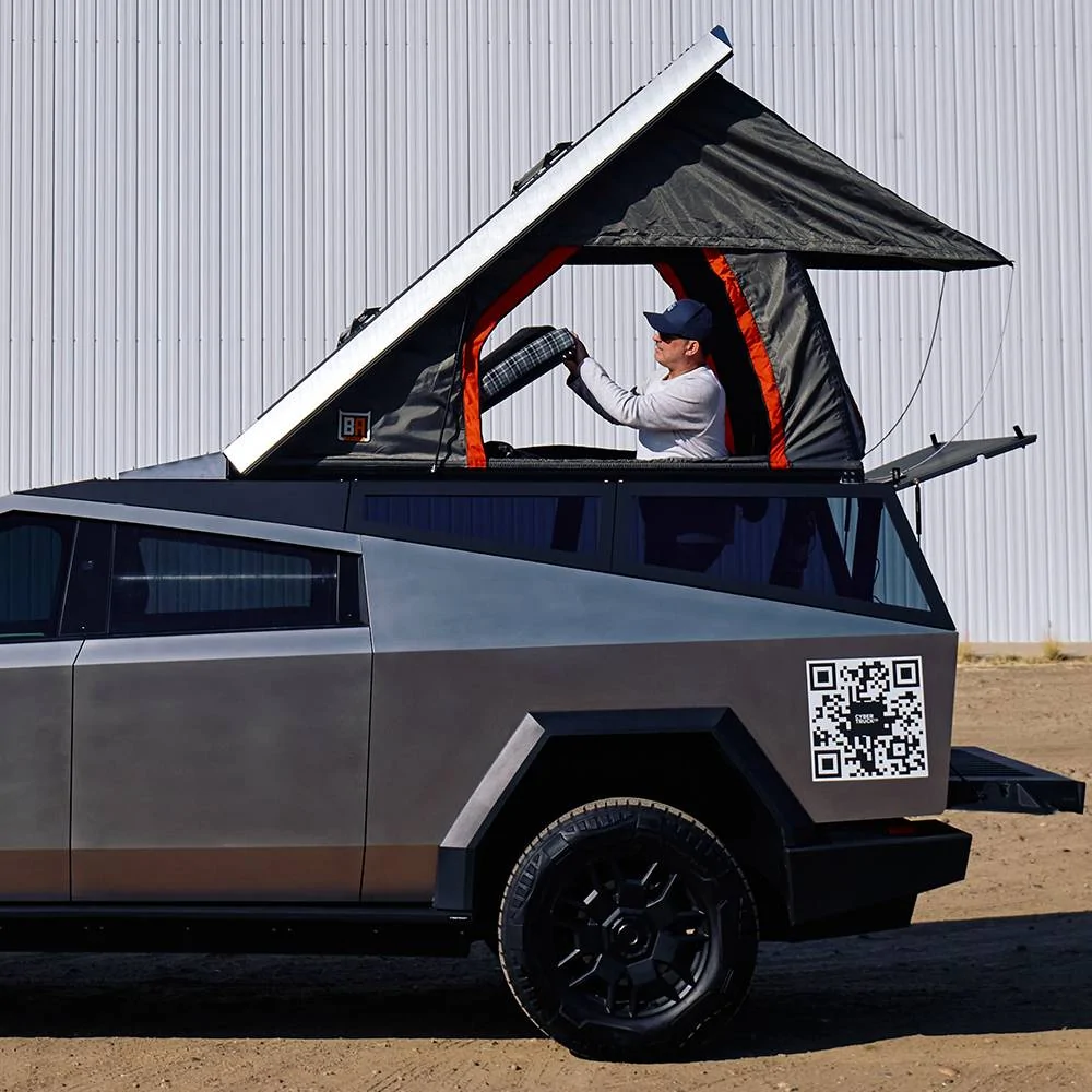 Tesla Cybertruck CYBERTRUCKco World’s First Production-Intent roofrack w/ custom rooftop tent tesla cybertruck cybercamper from cybertruckco-34