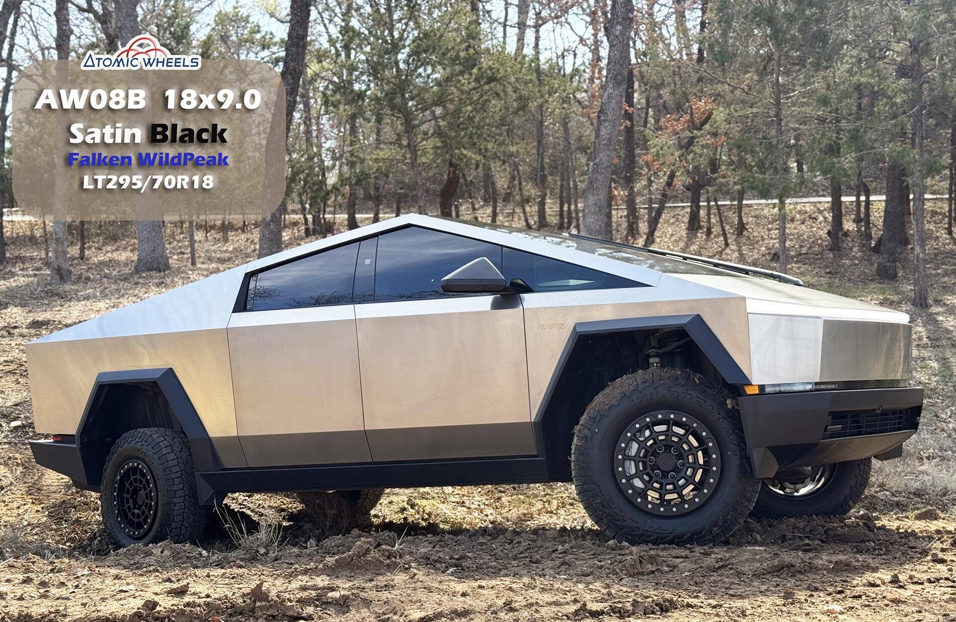 Tesla Cybertruck Fully Forged Atomic Wheels for Tesla Cybetruck AW08B18_Cybertruck_SatinBlack_Stamp1