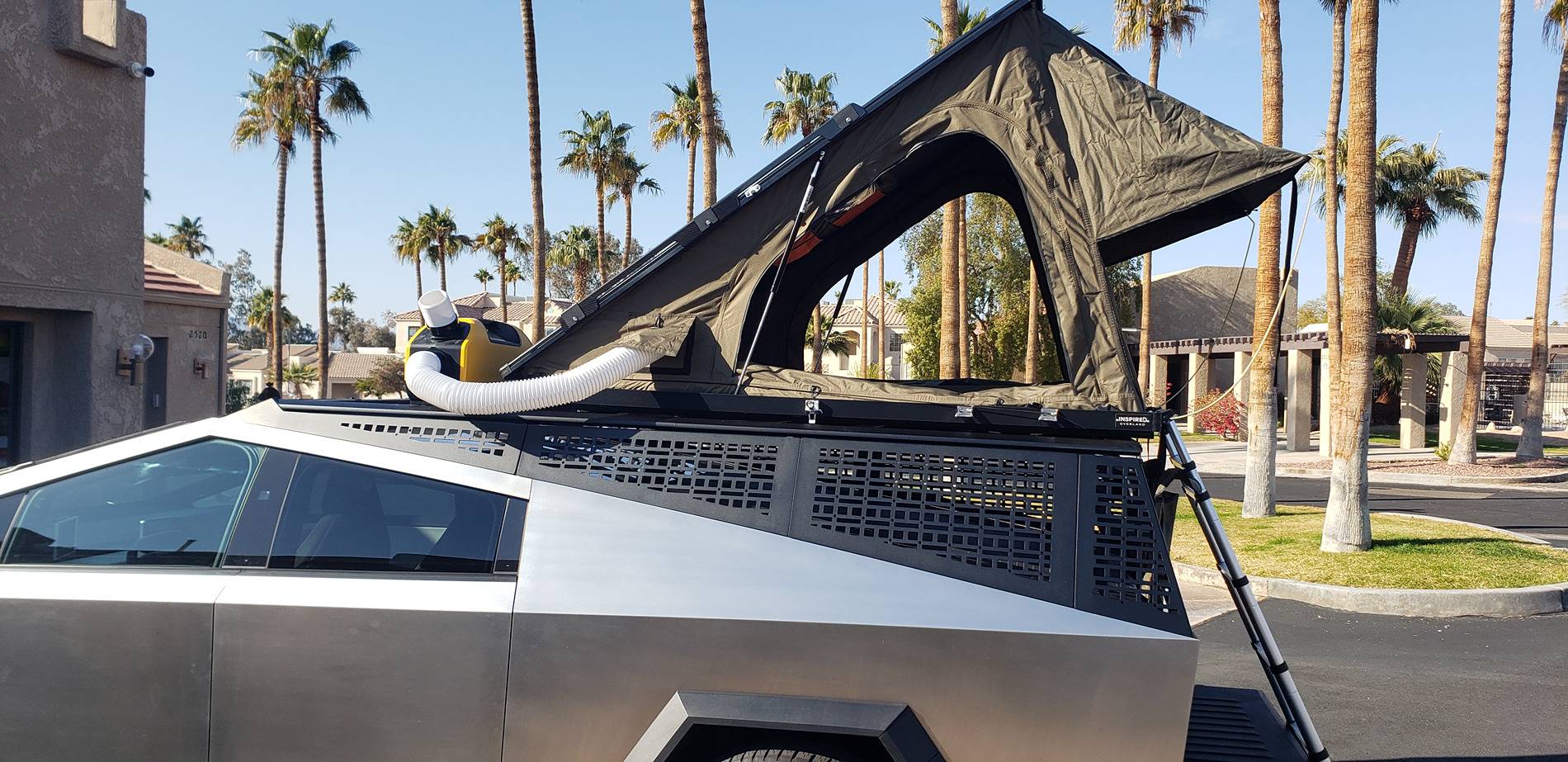 Tesla Cybertruck Urander Installation Tent Ejected