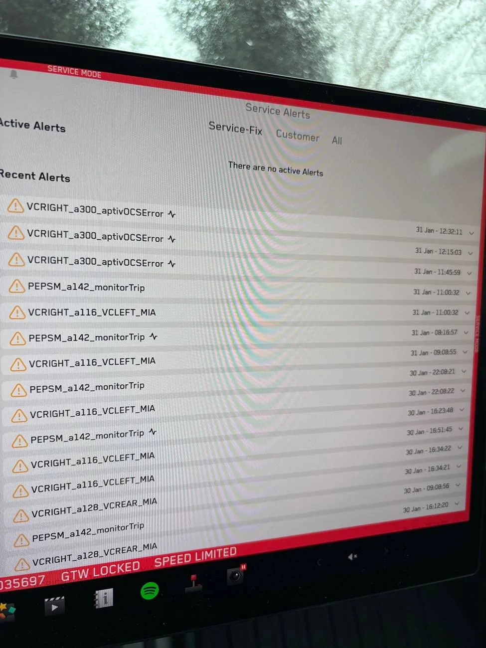 Tesla Cybertruck Alerts in service mode - is this normal?? IMG_2392