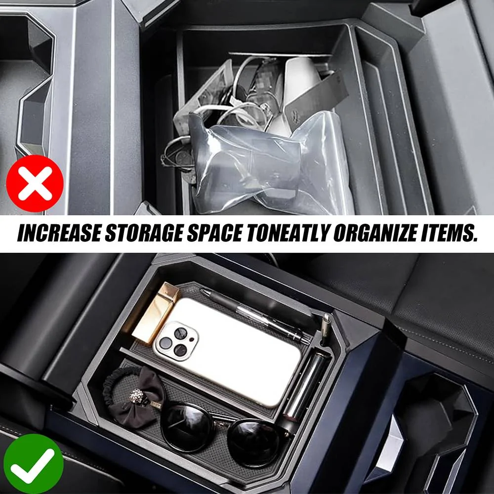 Tesla Cybertruck Enhance Your Cybertruck's Interior Organization with this Cybertruck Double-Layer Armrest Storage Box-Tlyard 2
